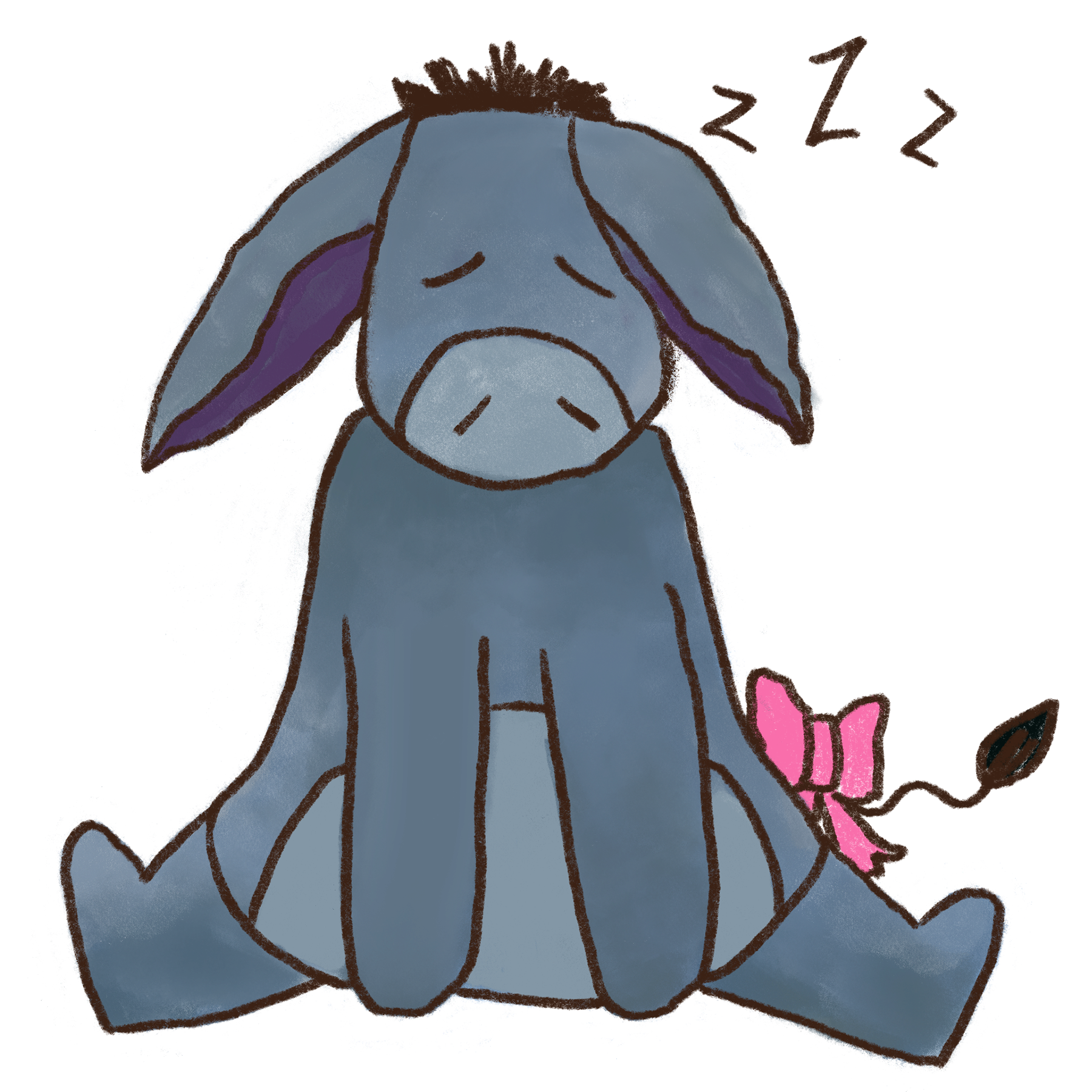 Eeyore taking a nap. Image for Toshi. Illustration by Caitlin Rowlings.